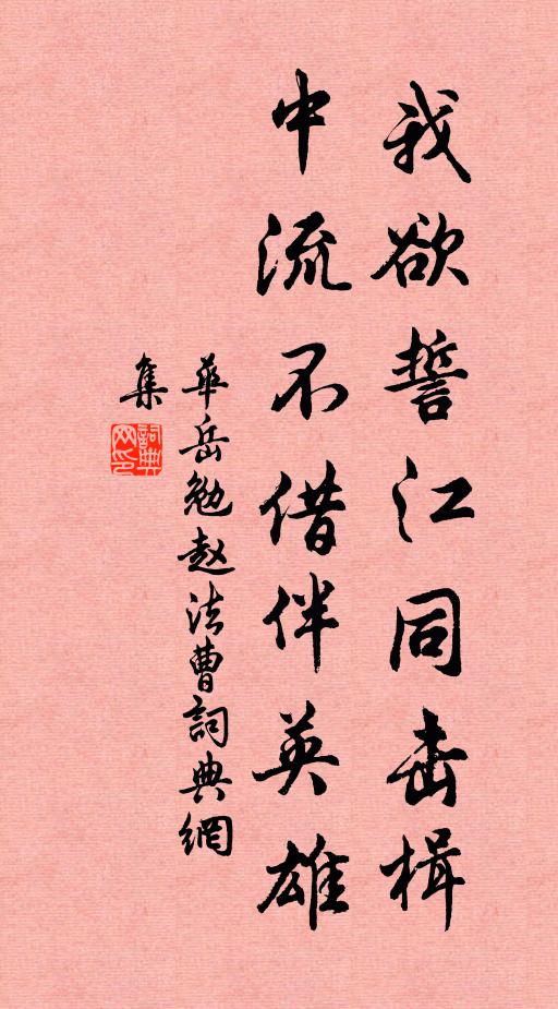 华岳我欲誓江同击楫，中流不借伴英雄书法作品欣赏