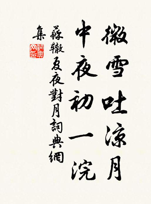 苏辙微雪吐凉月，中夜初一浣书法作品欣赏