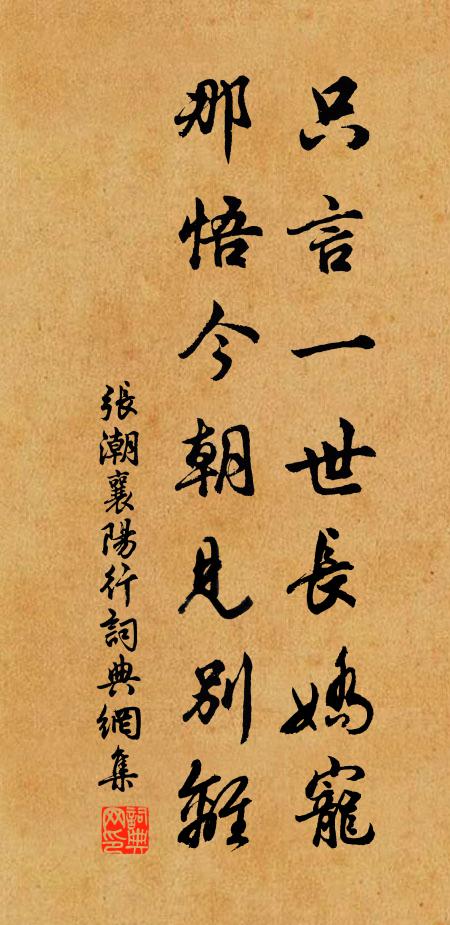 张潮只言一世长娇宠，那悟今朝见别离书法作品欣赏