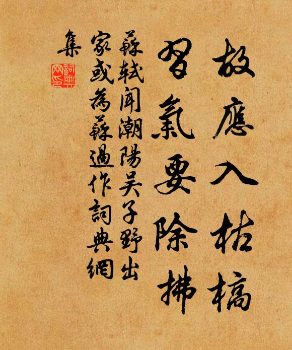 苏轼故应入枯槁，习气要除拂书法作品欣赏