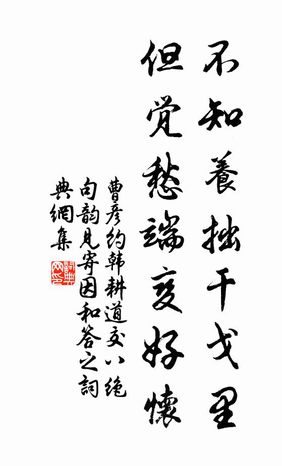 曹彦约不知养拙干戈里，但觉愁端变好怀书法作品欣赏