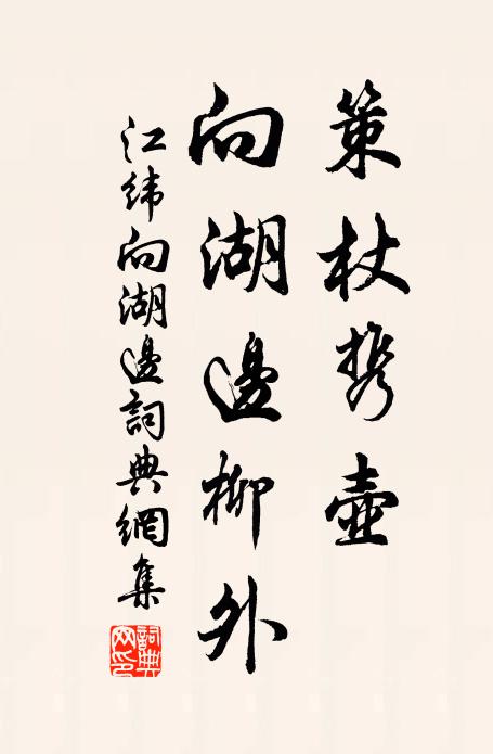 江纬策杖携壶，向湖边柳外书法作品欣赏