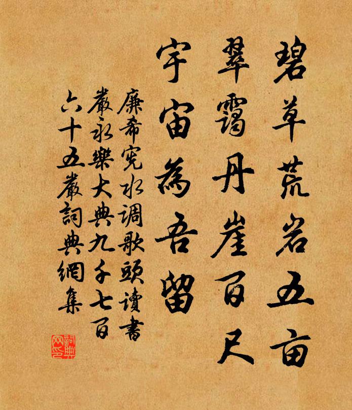 廉希宪碧草荒岩五亩，翠霭丹崖百尺，宇宙为吾留书法作品欣赏