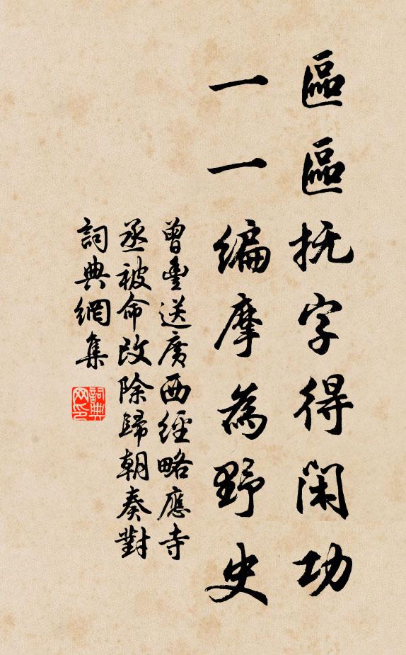 曾丰区区抚字得闲功，一一编摩为野史书法作品欣赏