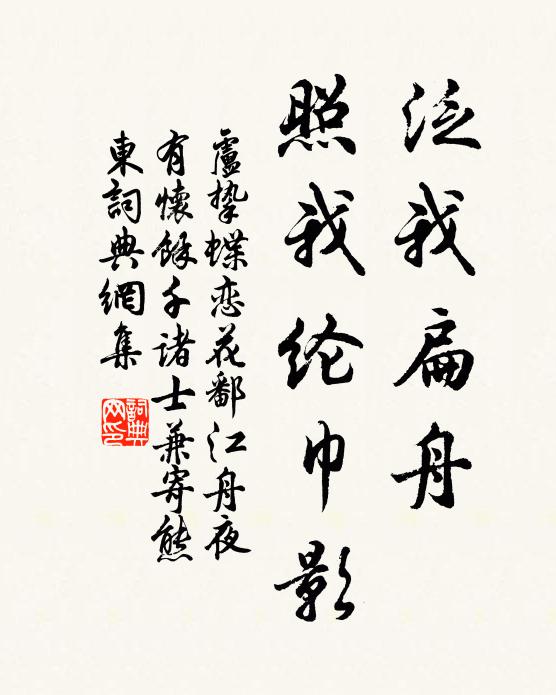卢挚泛我扁舟，照我纶巾影书法作品欣赏