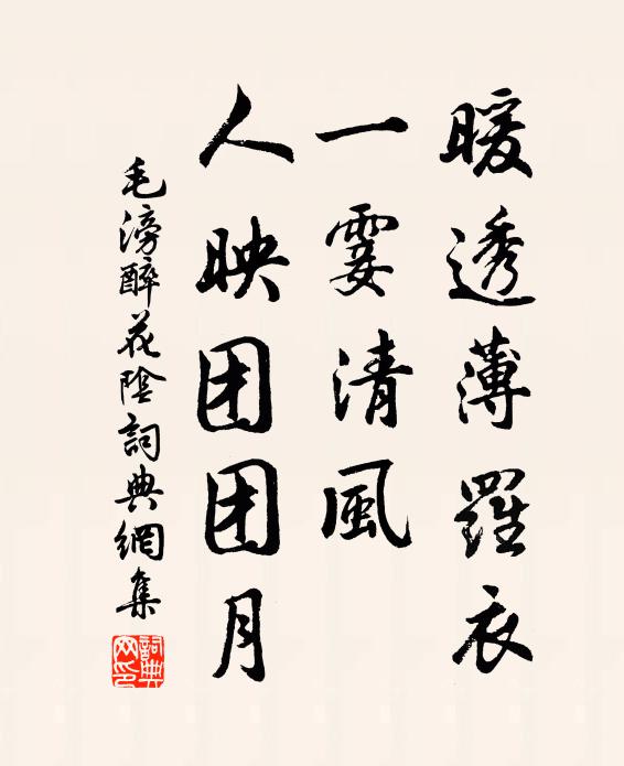 毛滂暖透薄罗衣,一霎清风,人映团团月书法作品欣赏