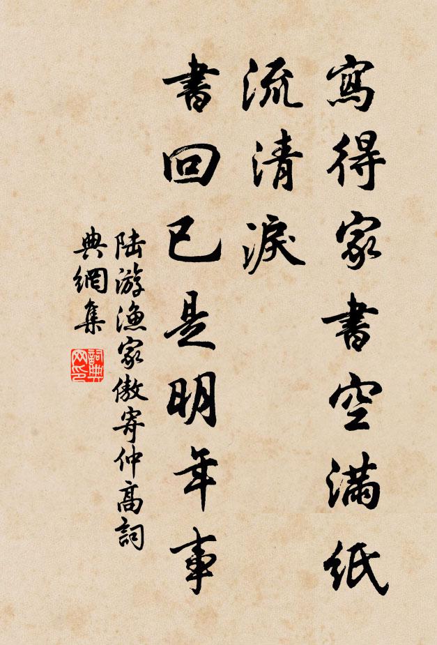 陆游写得家书空满纸！流清泪，书回已是明年事书法作品欣赏
