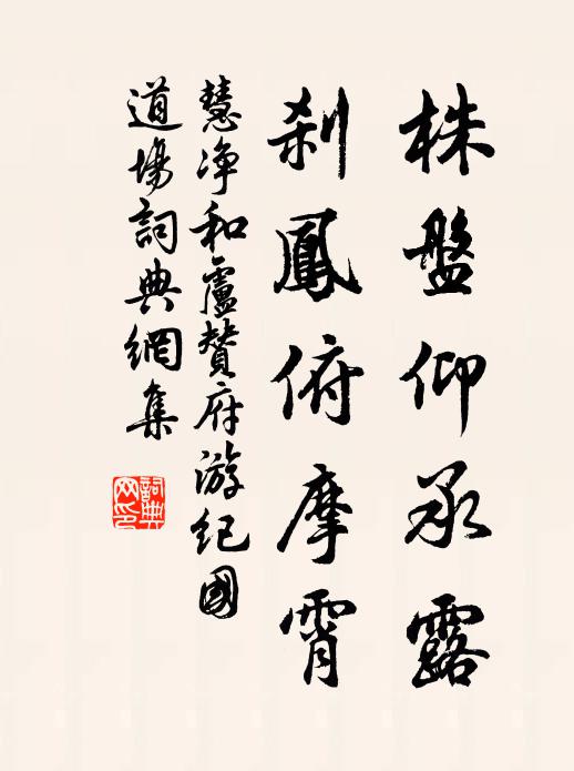慧净株盘仰承露，刹凤俯摩霄书法作品欣赏