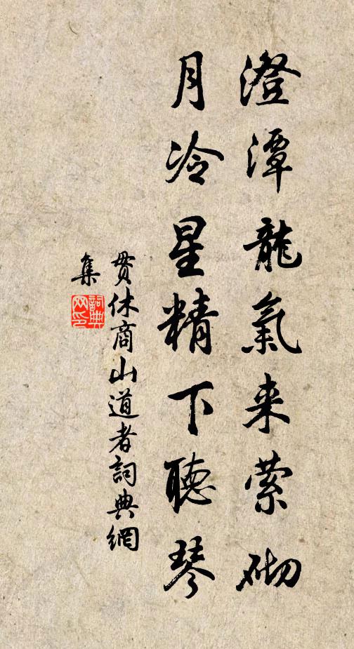 贯休澄潭龙气来萦砌，月冷星精下听琴书法作品欣赏
