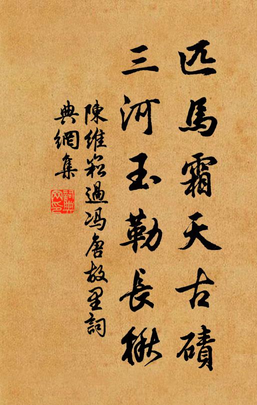陈维崧匹马霜天古碛，三河玉勒长楸书法作品欣赏