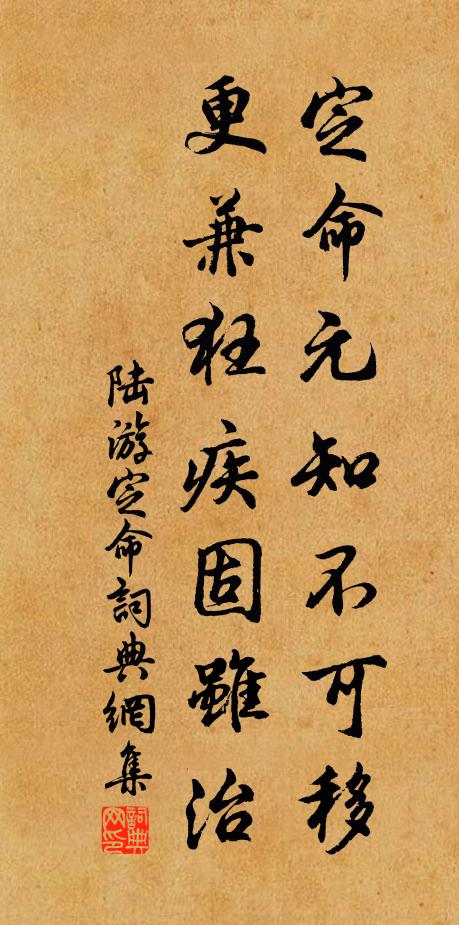 陆游定命元知不可移，更兼狂疾固虽治书法作品欣赏