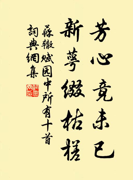 苏辙芳心竟未已，新萼缀枯槎书法作品欣赏
