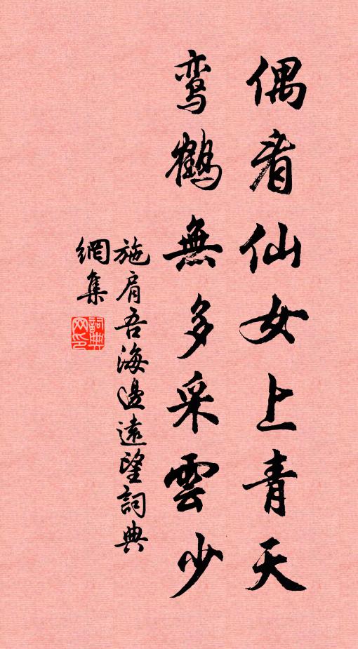 施肩吾偶看仙女上青天，鸾鹤无多采云少书法作品欣赏