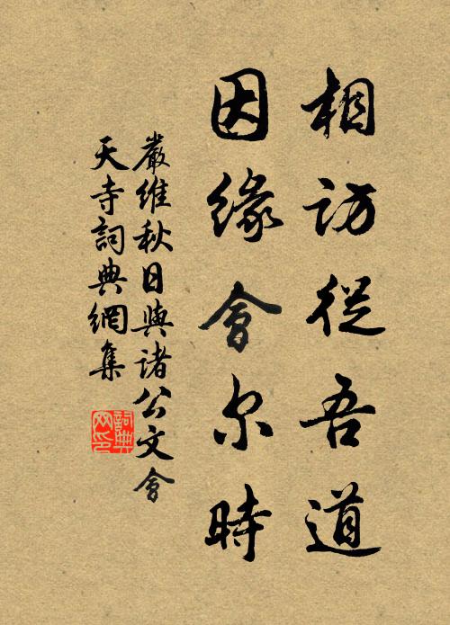 严维相访从吾道，因缘会尔时书法作品欣赏