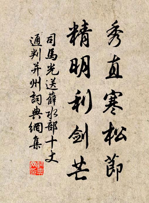 司马光秀直寒松节，精明利剑芒书法作品欣赏