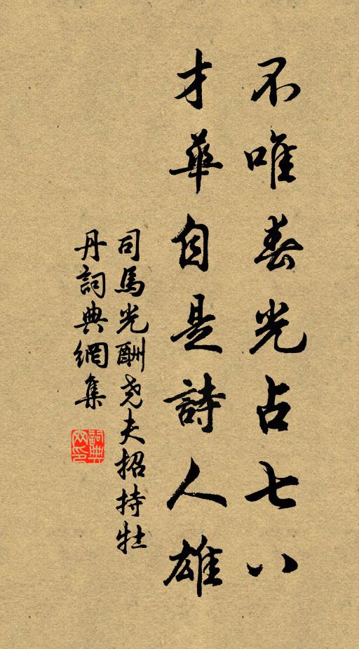 司马光不唯春光占七八，才华自是诗人雄书法作品欣赏