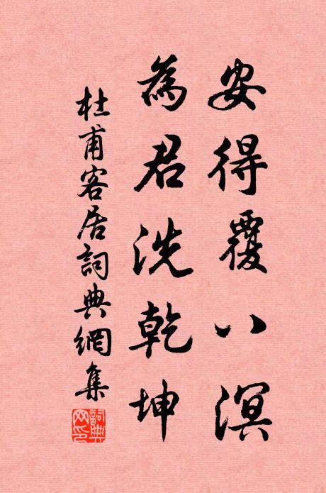 杜甫安得覆八溟，为君洗乾坤书法作品欣赏