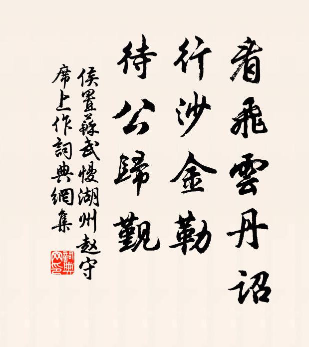 侯置看飞云丹诏，行沙金勒，待公归觐书法作品欣赏