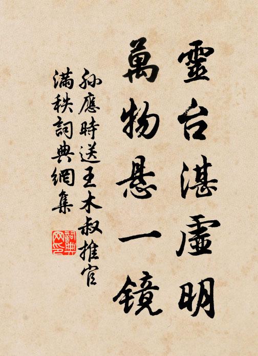 孙应时灵台湛虚明，万物悬一镜书法作品欣赏