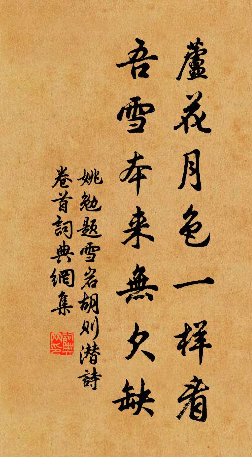 姚勉芦花月色一样看，吾雪本来无欠缺书法作品欣赏