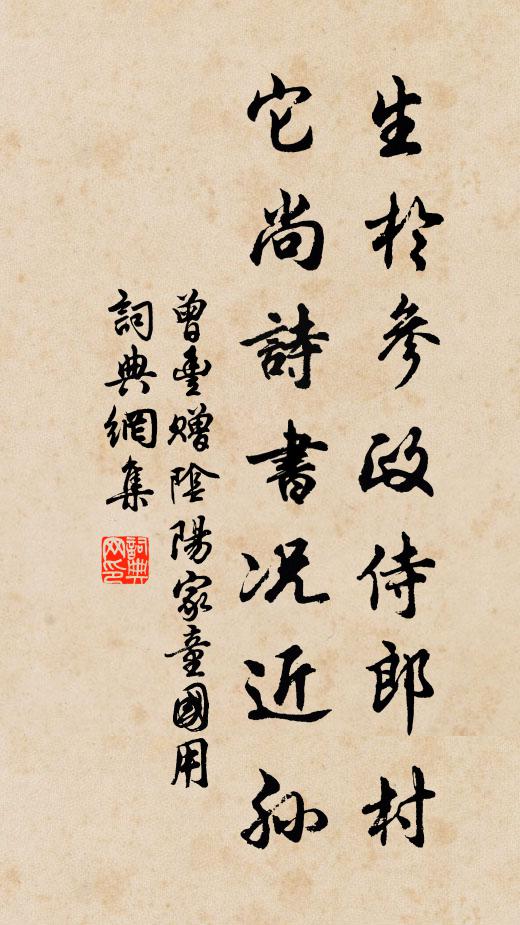 曾丰生于参政侍郎村，它尚诗书况近孙书法作品欣赏