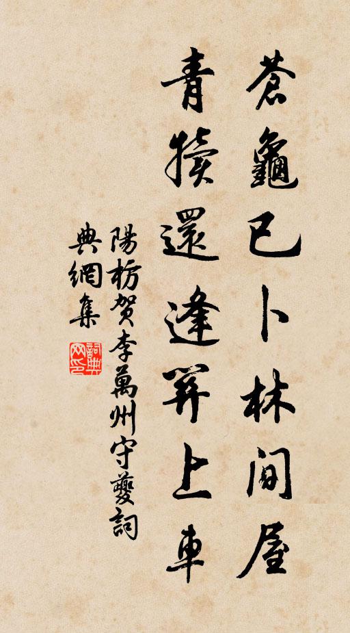 阳枋苍龟已卜林间屋，青犊还逢关上车书法作品欣赏