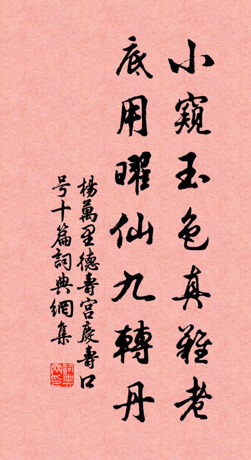 杨万里小窥玉色真难老，底用曜仙九转丹书法作品欣赏