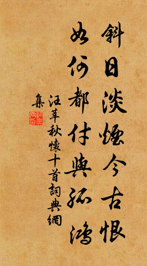 汪莘斜日淡烟今古恨，如何都付与孤鸿书法作品欣赏