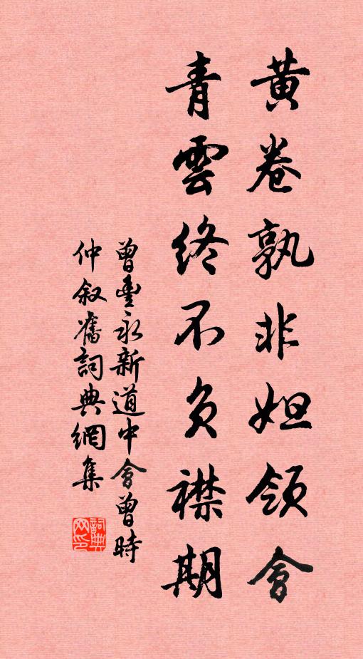 曾丰黄卷孰非妲领会，青云终不负襟期书法作品欣赏