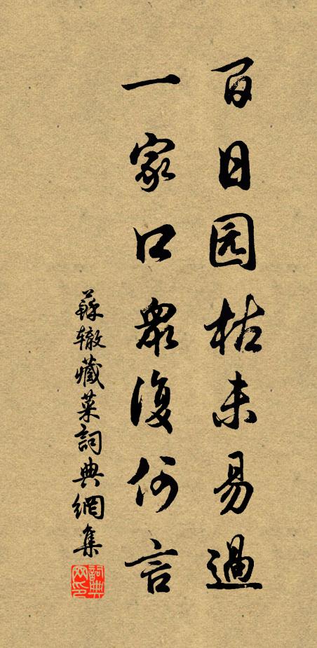 苏辙百日园枯未易过，一家口众复何言书法作品欣赏