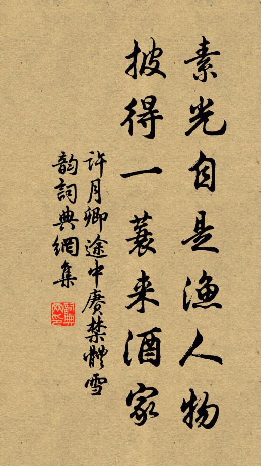 许月卿素光自是渔人物，披得一蓑来酒家书法作品欣赏