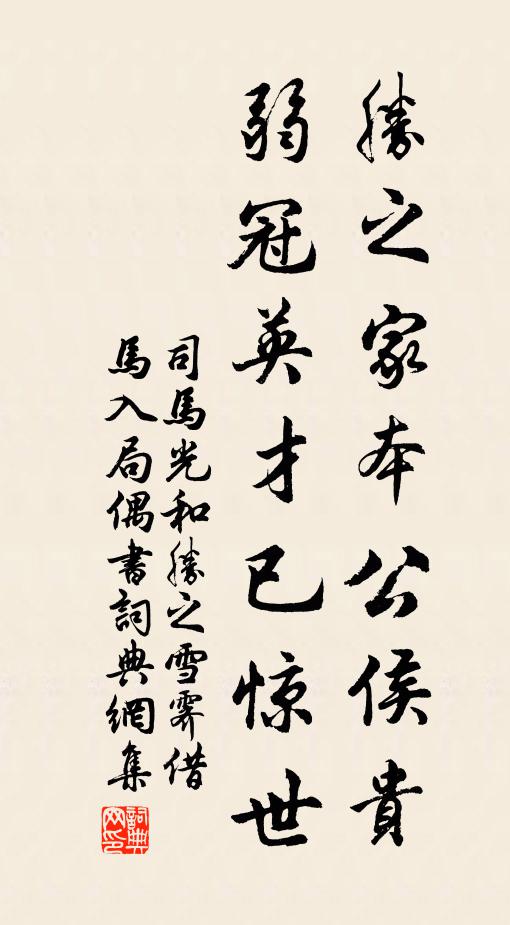 司马光胜之家本公侯贵，弱冠英才已惊世书法作品欣赏