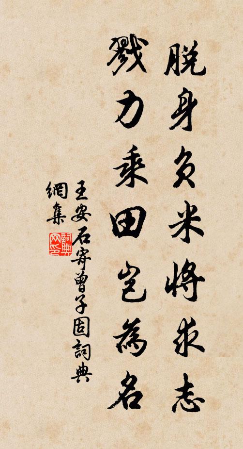 王安石脱身负米将求志，戮力乘田岂为名书法作品欣赏