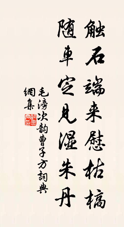 毛滂触石端来慰枯槁，随车定见湿朱丹书法作品欣赏