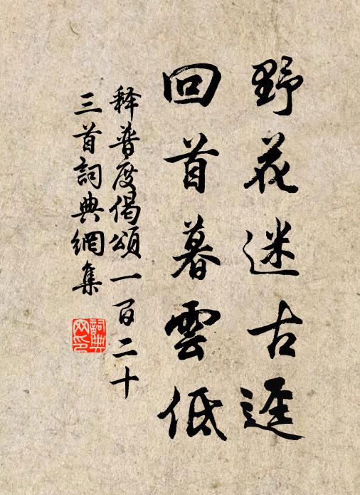 释普度野花迷古迳，回首暮云低书法作品欣赏