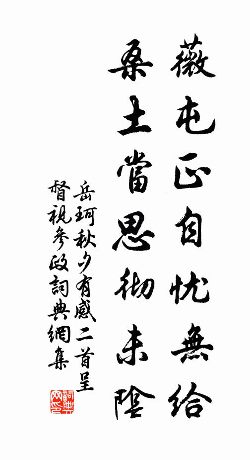 岳珂薇屯正自忧无给，桑土当思彻未阴书法作品欣赏