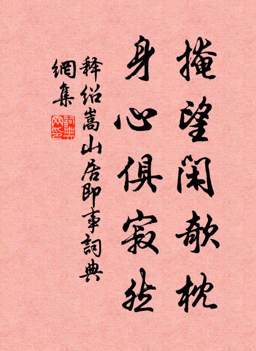 释绍嵩掩望闲欹枕，身心俱寂然书法作品欣赏