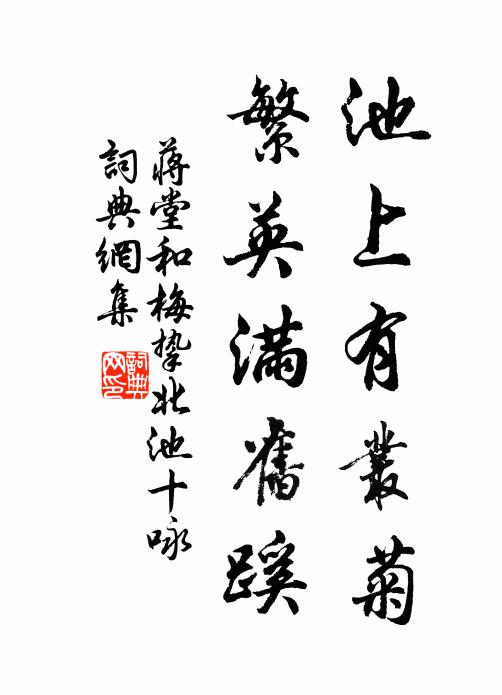 蒋堂池上有丛菊，繁英满旧蹊书法作品欣赏