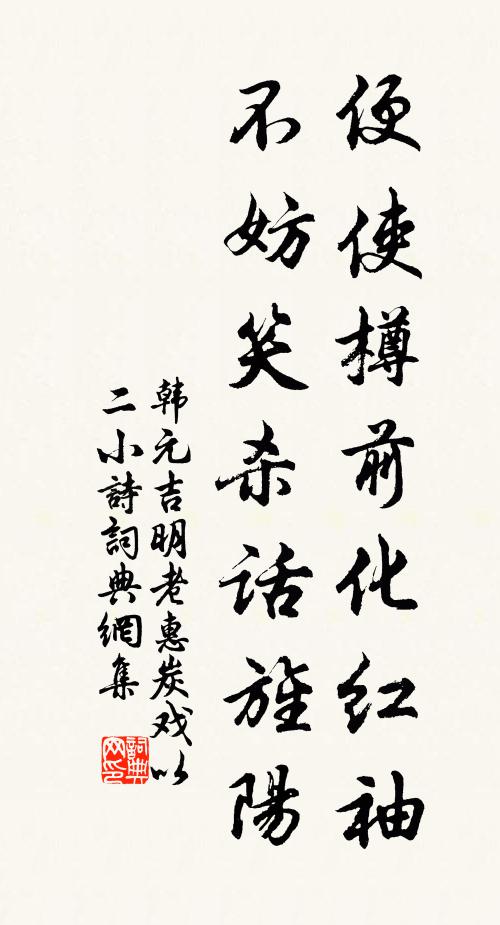 韩元吉便使樽前化红袖，不妨笑杀话旌阳书法作品欣赏