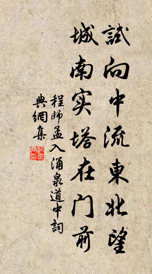 程师孟试向中流东北望，城南实塔在门前书法作品欣赏