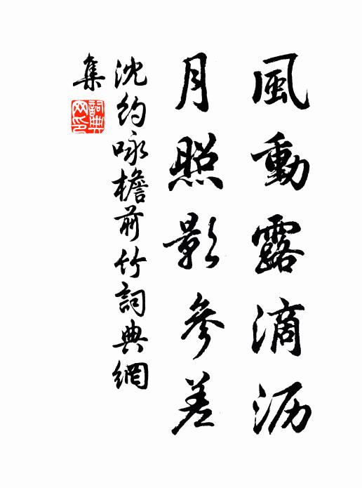 沈约风动露滴沥，月照影参差书法作品欣赏
