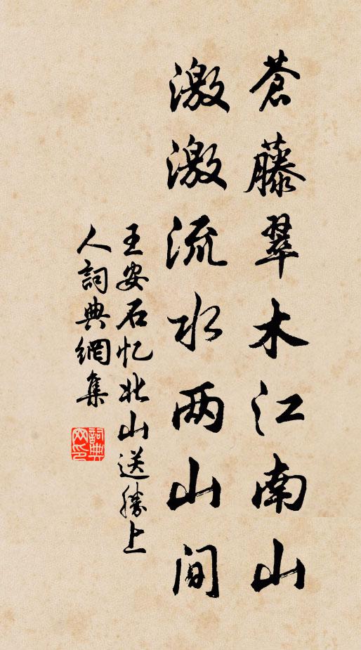 王安石苍藤翠木江南山，激激流水两山间书法作品欣赏
