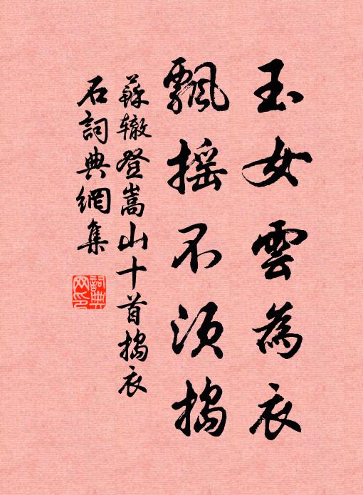 苏辙玉女云为衣，飘摇不须捣书法作品欣赏