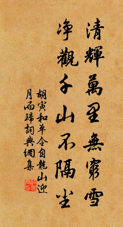胡寅清辉万里无穷雪，净观千山不隔尘书法作品欣赏