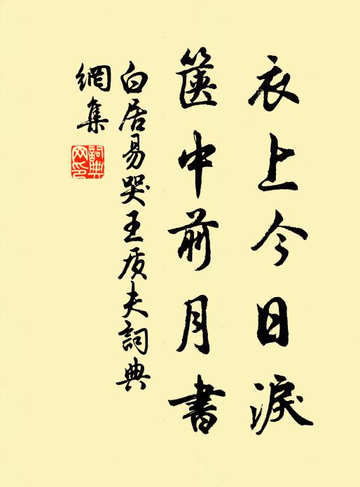 白居易衣上今日泪，箧中前月书书法作品欣赏