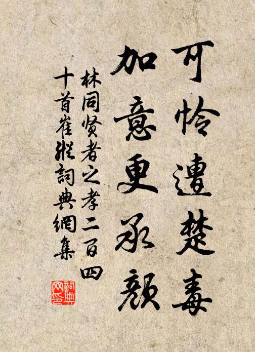 林同可怜遭楚毒，加意更承颜书法作品欣赏
