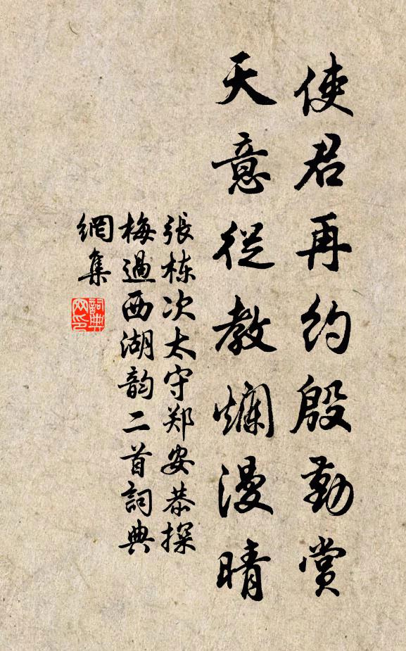 张栋使君再约殷勤赏，天意从教烂漫晴书法作品欣赏