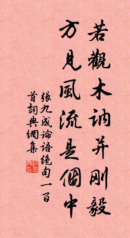 张九成若观木讷并刚毅，方见风流是个中书法作品欣赏