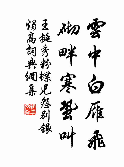 王挺秀云中白雁飞,砌畔寒蛩叫书法作品欣赏