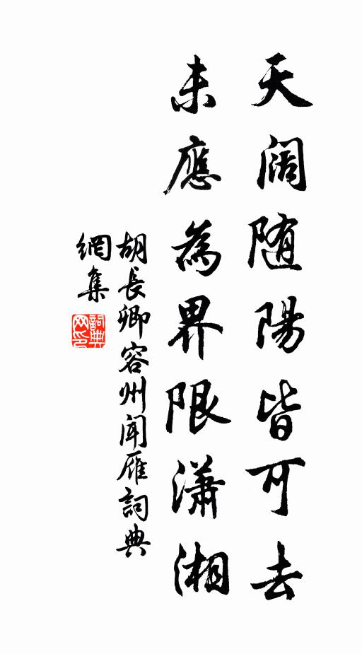 胡长卿天阔随阳皆可去，未应为界限潇湘书法作品欣赏